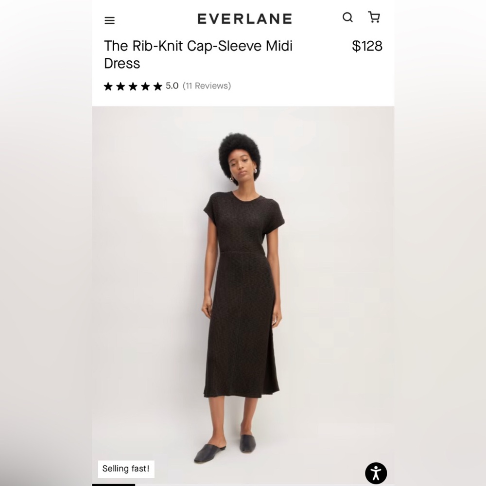Everlane rib knit capped sleeve midi dress!